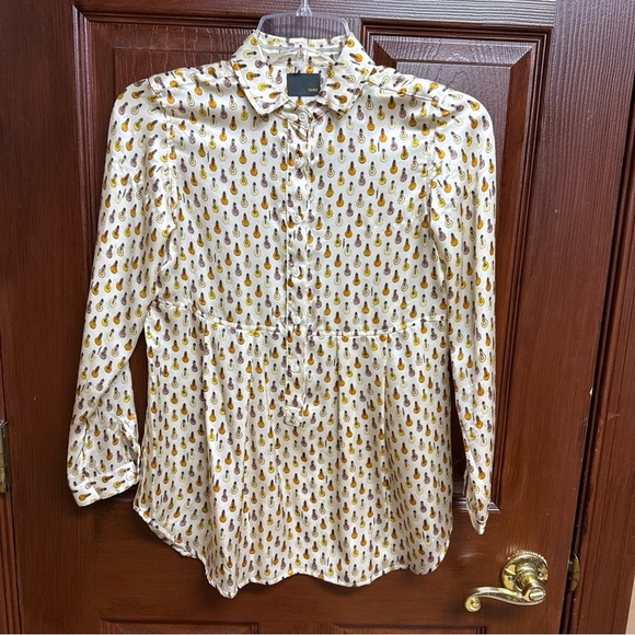 FENDI Ivory Silk Logo Lighting Bulbs Print Button Down Shirt Big Girl Sz 9 Year - Picture 3 of 15
